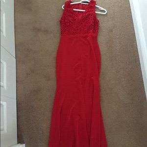 Red long dress with slit
